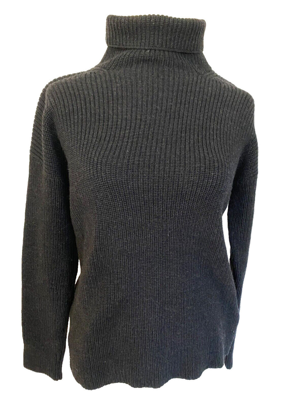 Ralph Lauren Black Label Womens Merino Wool Leather Patch Sweater Black Small